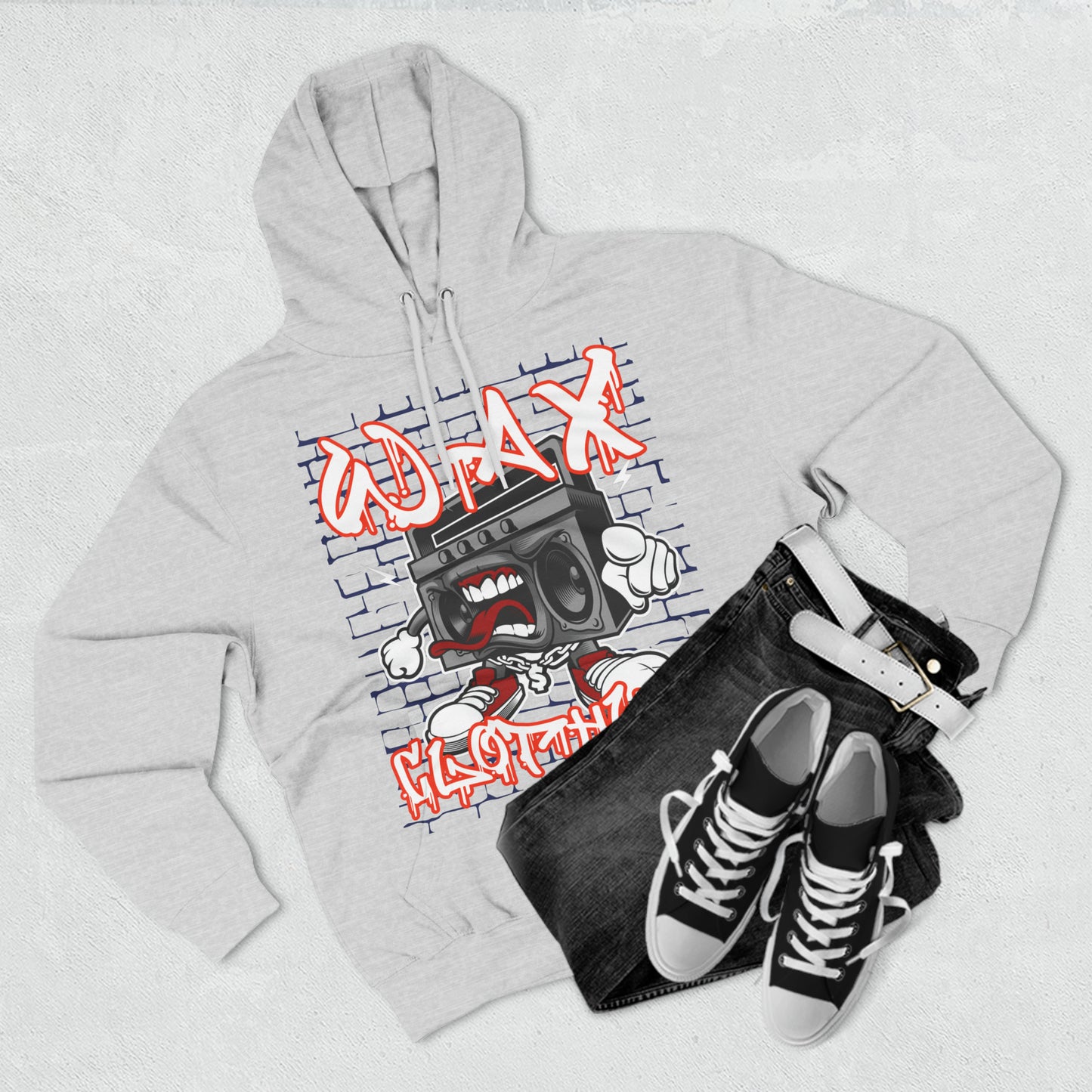 Wax Clothing Boombox Three-Panel Fleece Hoodie - Old school Hip hop label