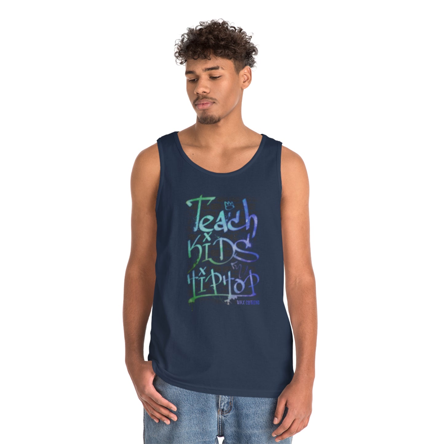 Wax Clothing Co  Teach Hip Hop Unisex Heavy Cotton Tank Top - Old school label