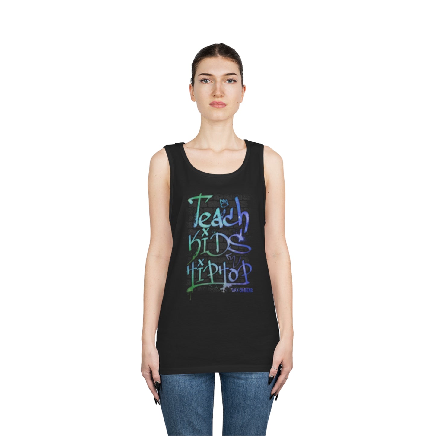 Wax Clothing Co  Teach Hip Hop Unisex Heavy Cotton Tank Top - Old school label