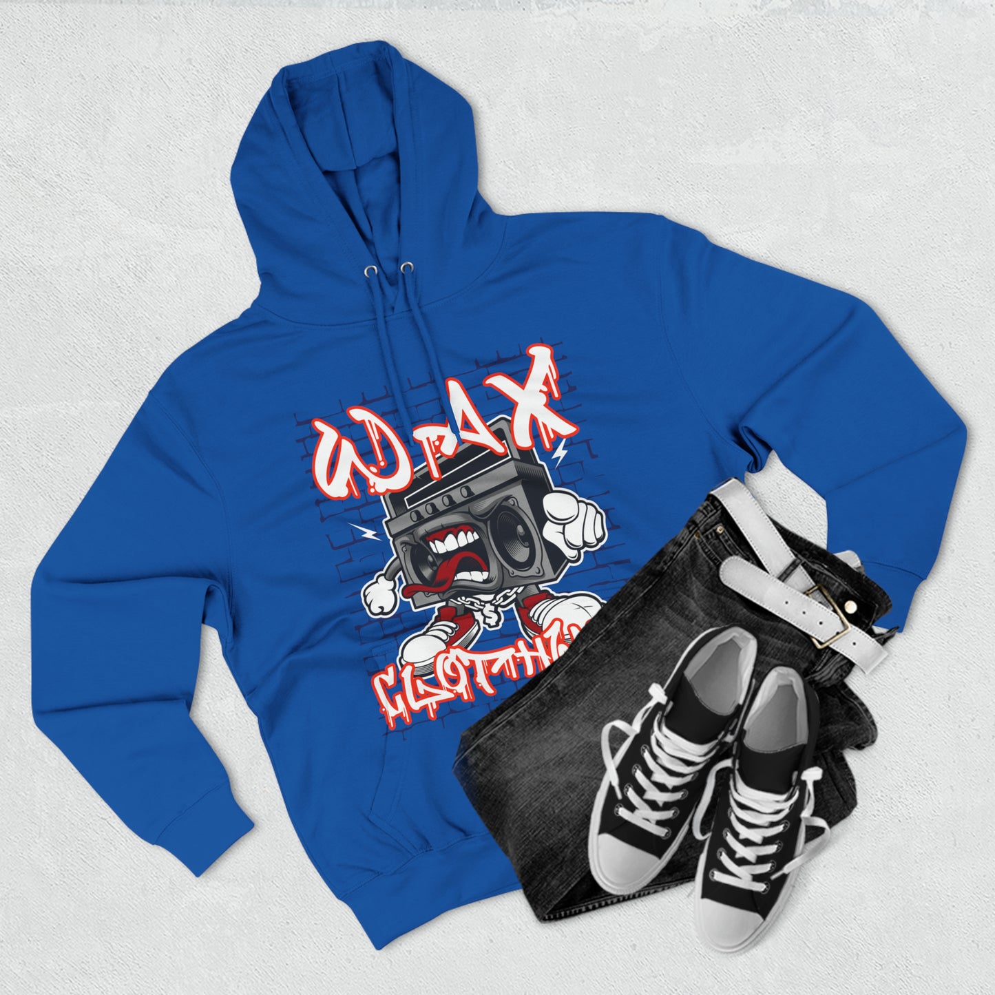 Wax Clothing Co Boombox Three-Panel Fleece Hoodie - Old school Hip Hop label