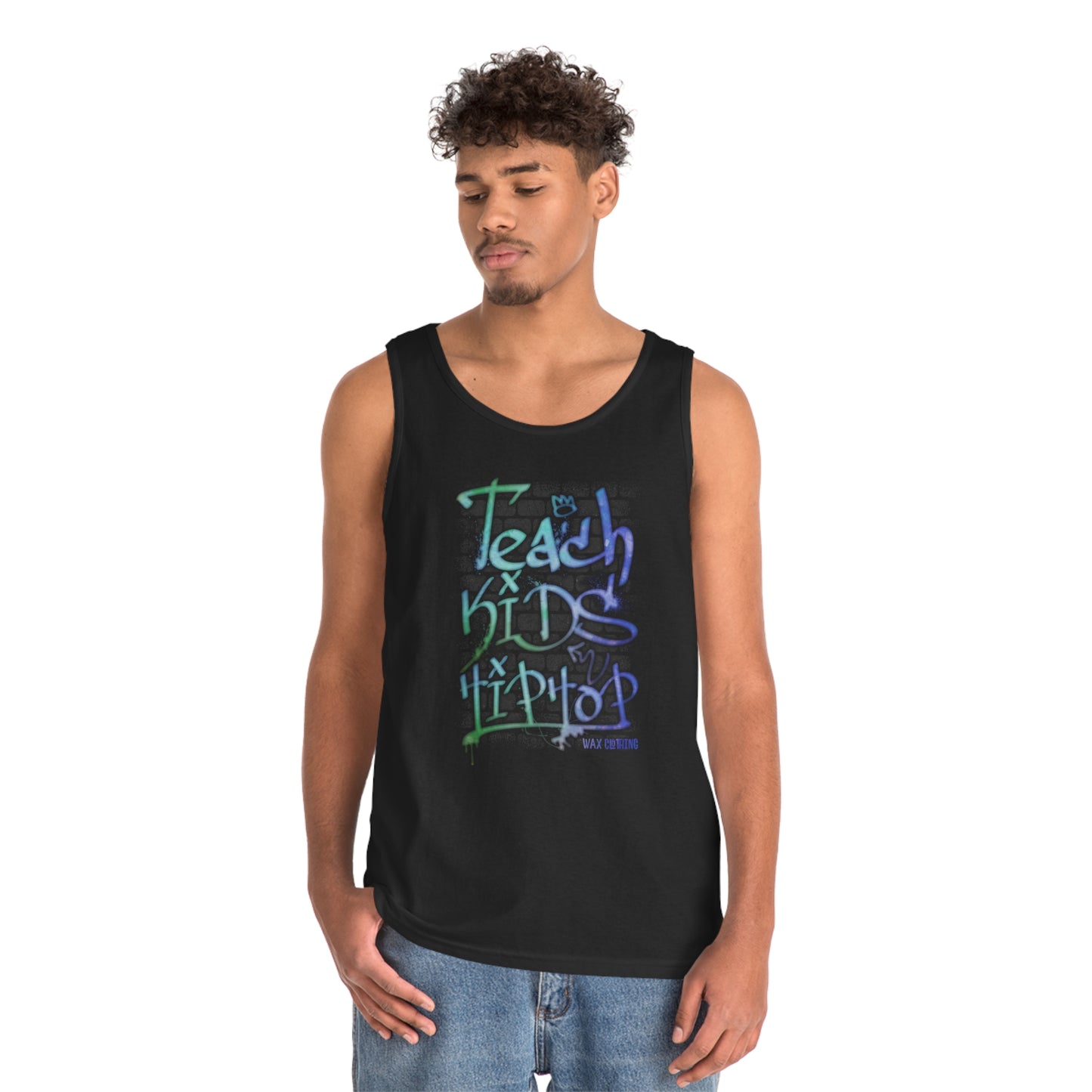 Wax Clothing Co  Teach Hip Hop Unisex Heavy Cotton Tank Top - Old school label