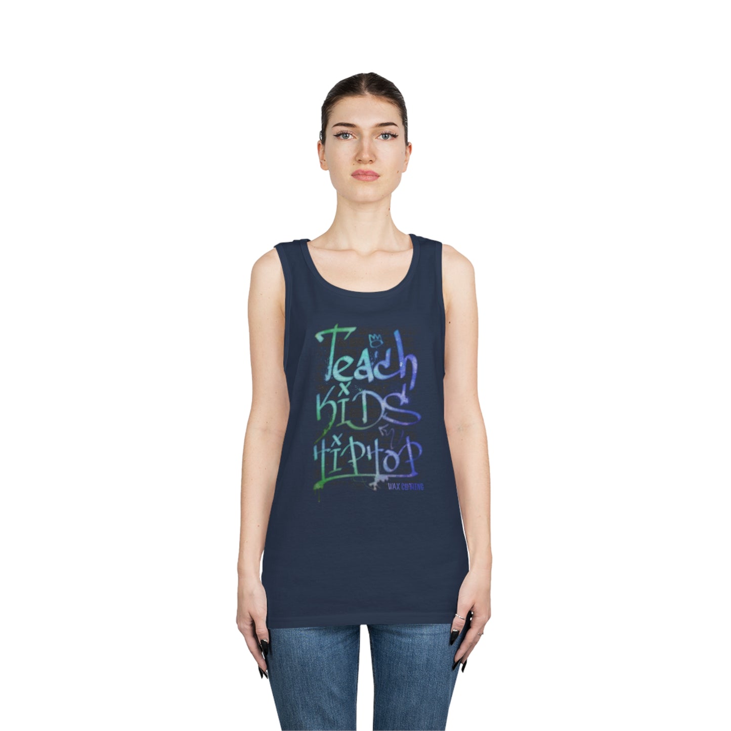 Wax Clothing Co  Teach Hip Hop Unisex Heavy Cotton Tank Top - Old school label